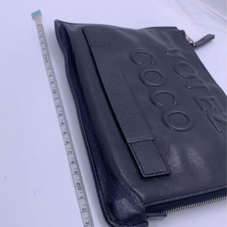 二手Chanel香奈兒votez coco黑色字母牛蠟皮手包，鐳射20開-5