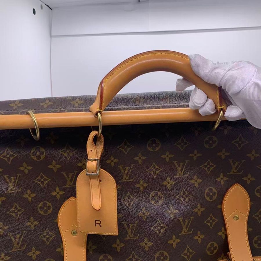 二手Lv狩獵手提包,Louis vuttion hunting bag,吊牌有R標記字母,配皮正常使用痕跡變色-8