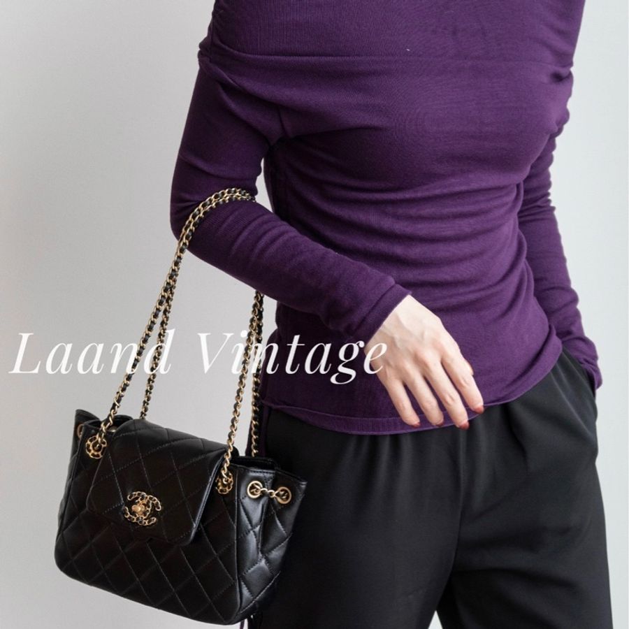 ✨Chanel 24p新款 黑金2way hobo 99新晶片款🖤-2