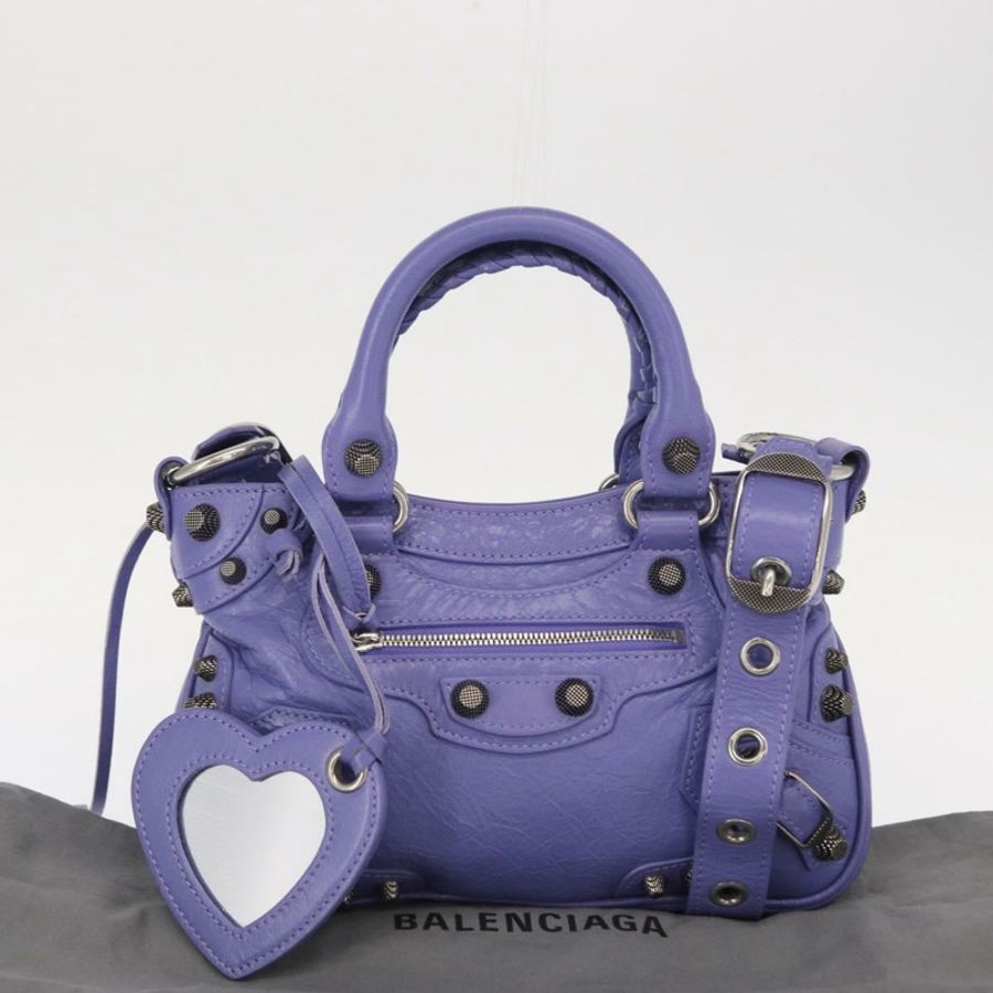 【日本直送】BALENCIAGA Neo Kagoul S 手袋 皮革 兩用 紫色/銀色 751523 正品 158933SM-11