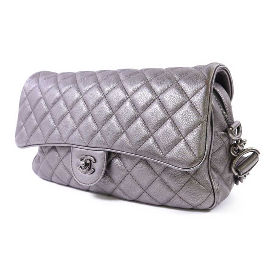 CHANEL 牛皮皮革Chain Shoulder銀扣鏈帶肩背袋-2