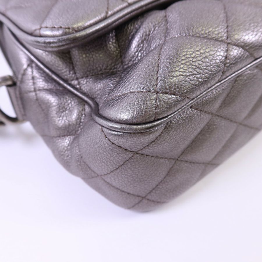 CHANEL 牛皮皮革Chain Shoulder銀扣鏈帶肩背袋-13