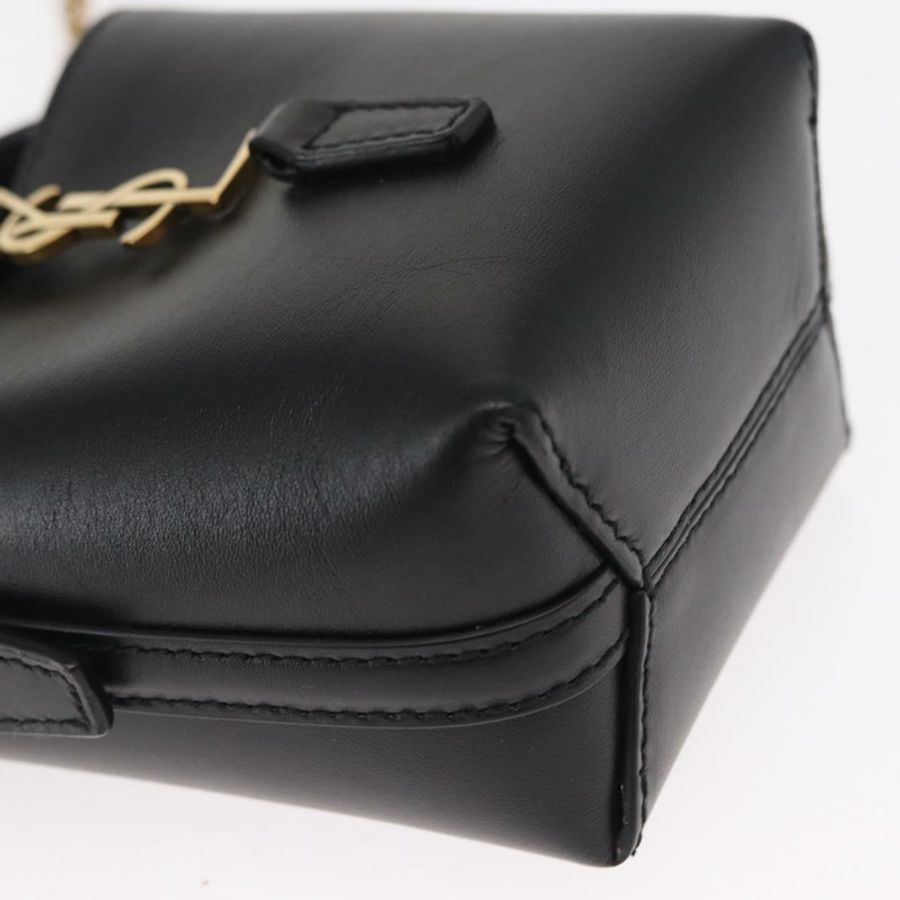 【日本直送】SAINT LAURENT 迷你手提包 皮革 黑色 金色 正品 154229SM-8