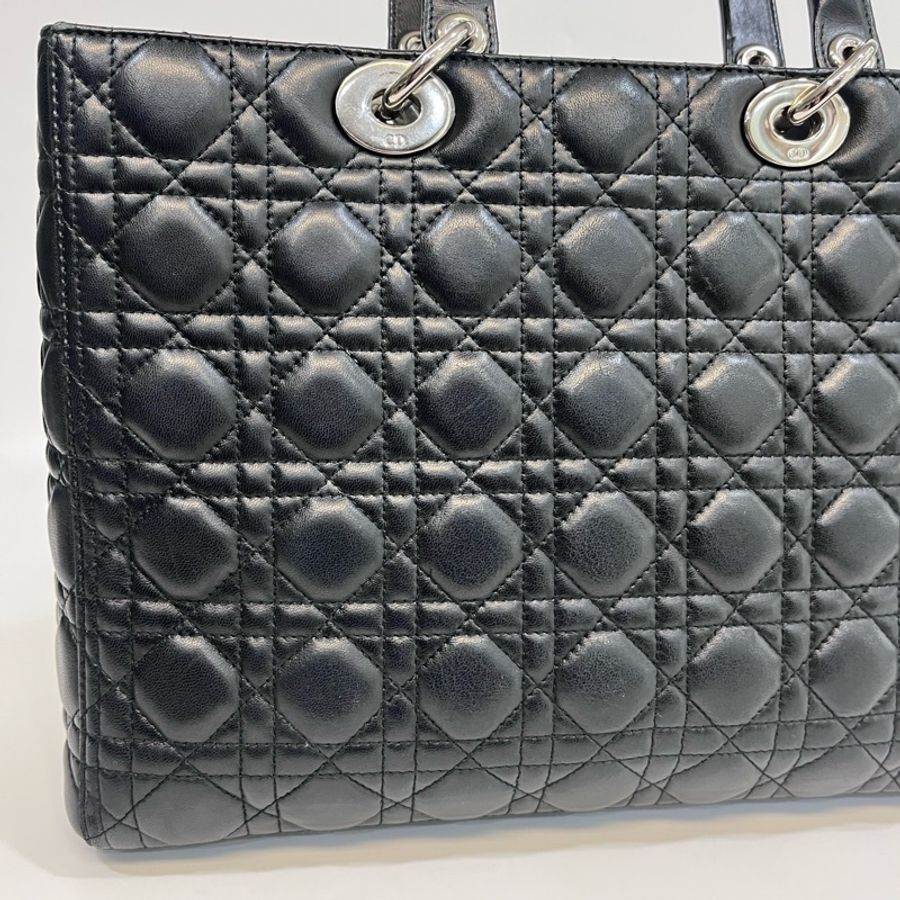 🖤迪奧Vintage黛妃DIOR黑色羊皮銀釦Lady Dior Large大號7格黛妃包-11
