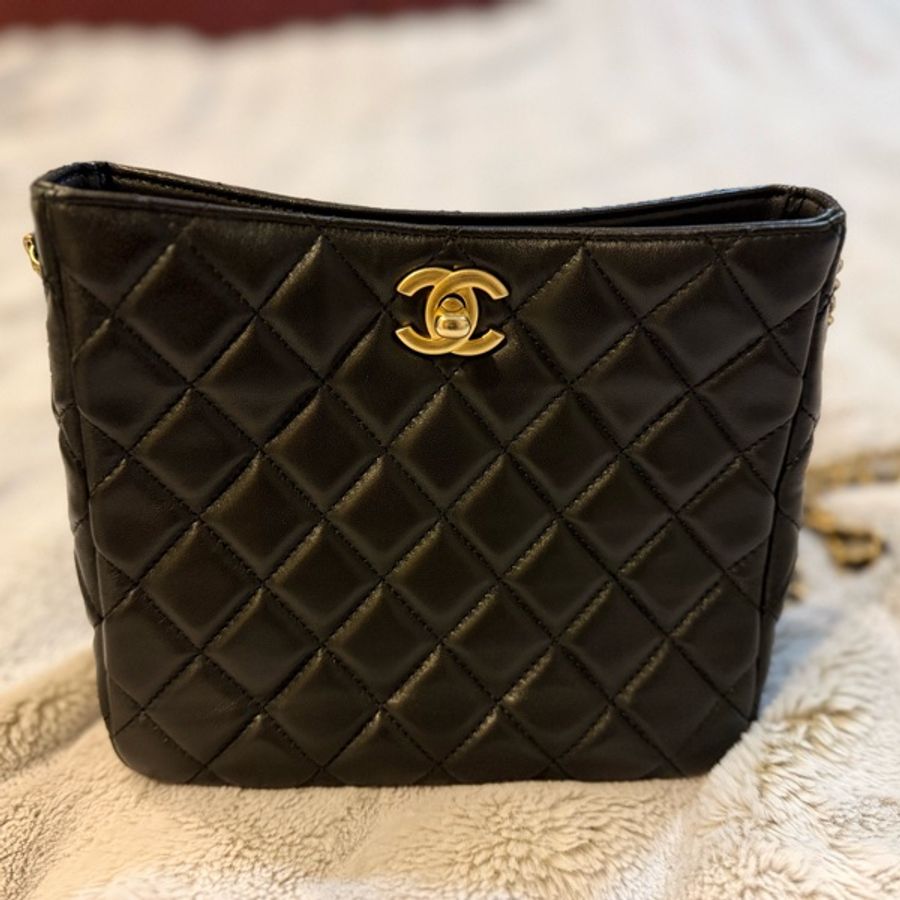 CHANEL 黑色菱格 HOBO 小包 金球鏈條款（身高不受限）-5