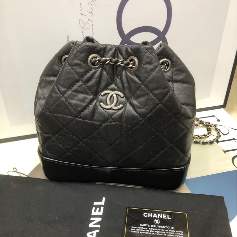 Chanel 香奈儿黑银流浪包 双肩包 30开有卡-0