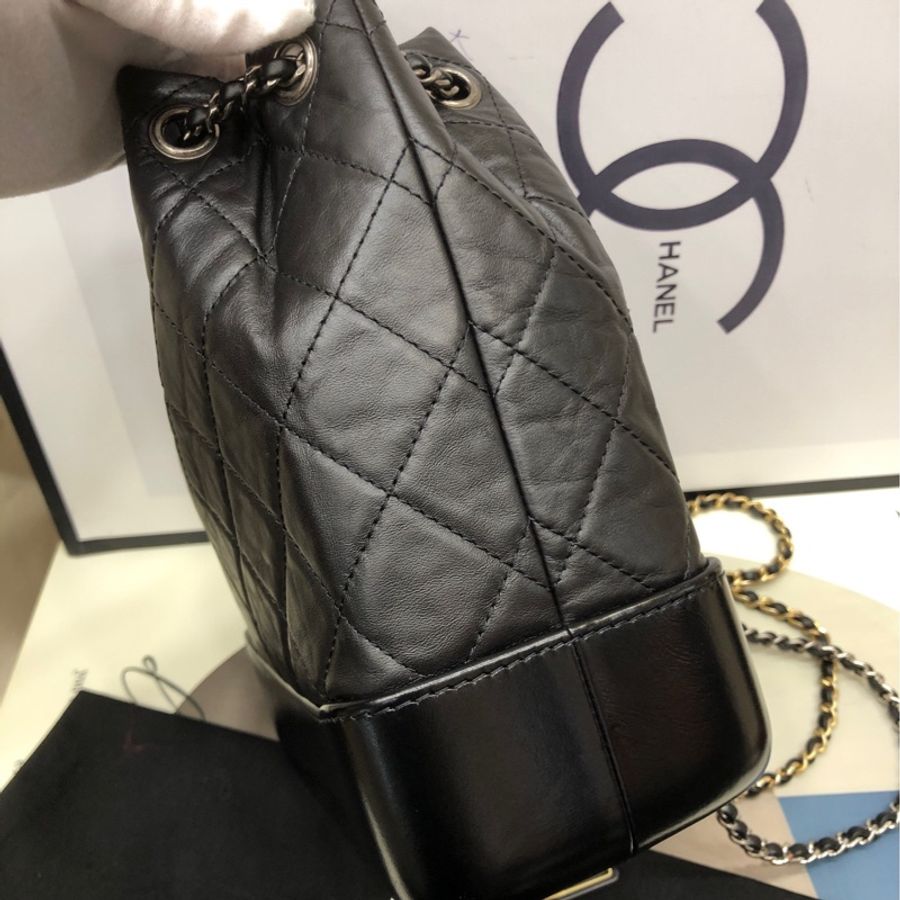 Chanel 香奈儿黑银流浪包 双肩包 30开有卡-4