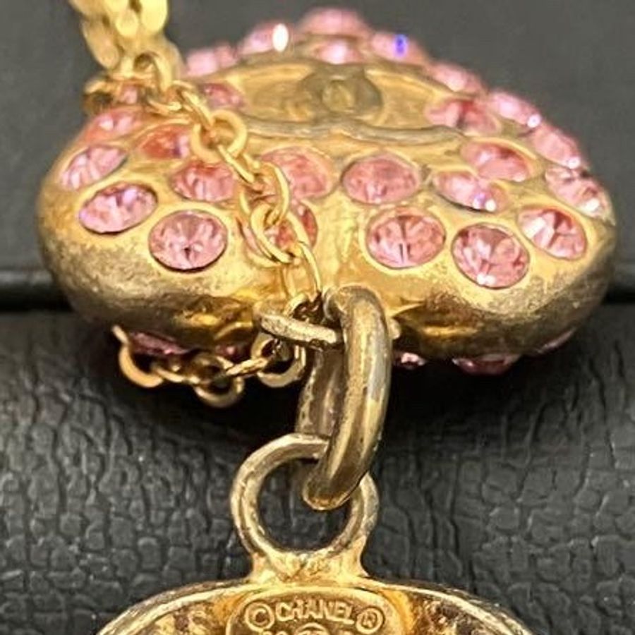 🌷Chanel 粉色愛心水鑽項鍊|經典花紋✦fufu style 精品✦ 氣質款|項鍊-15