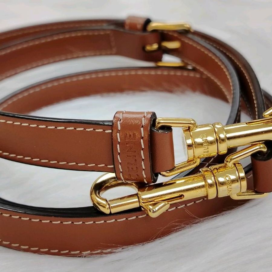 Celine 波士頓 黃褐色 老花 塗層帆布拼牛皮 小號-3