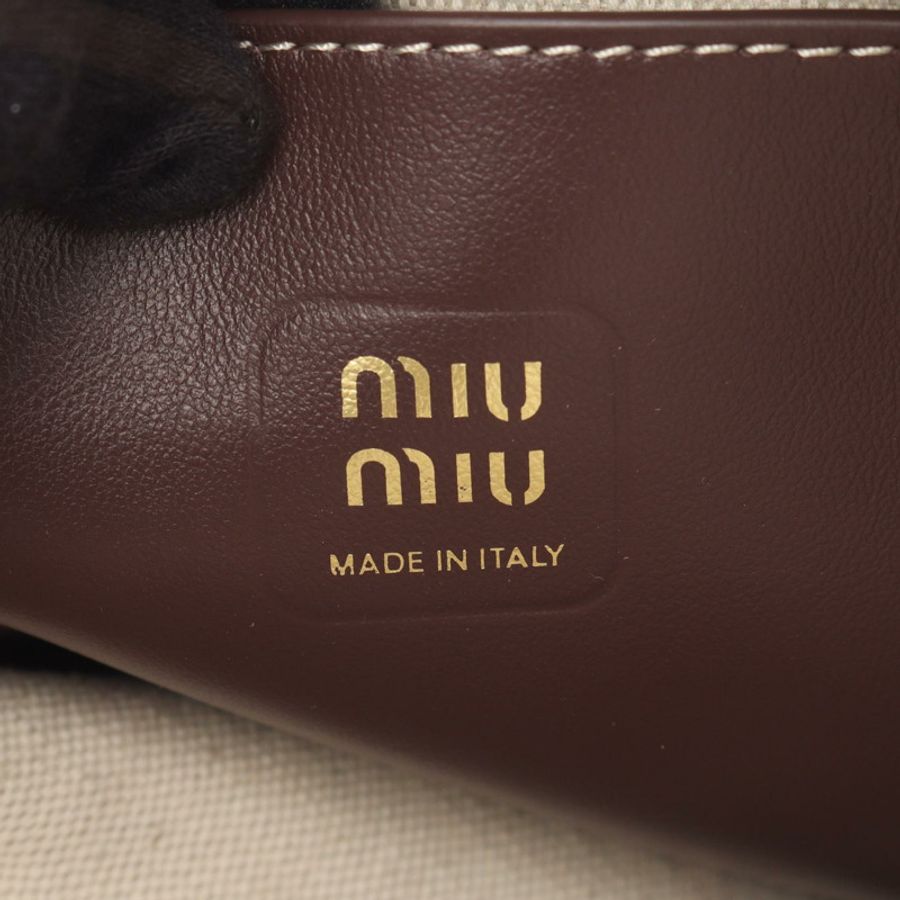 Miu Miu IVY 肩挎斜背包 5BA281 皮革 棕色 二手 女士-3