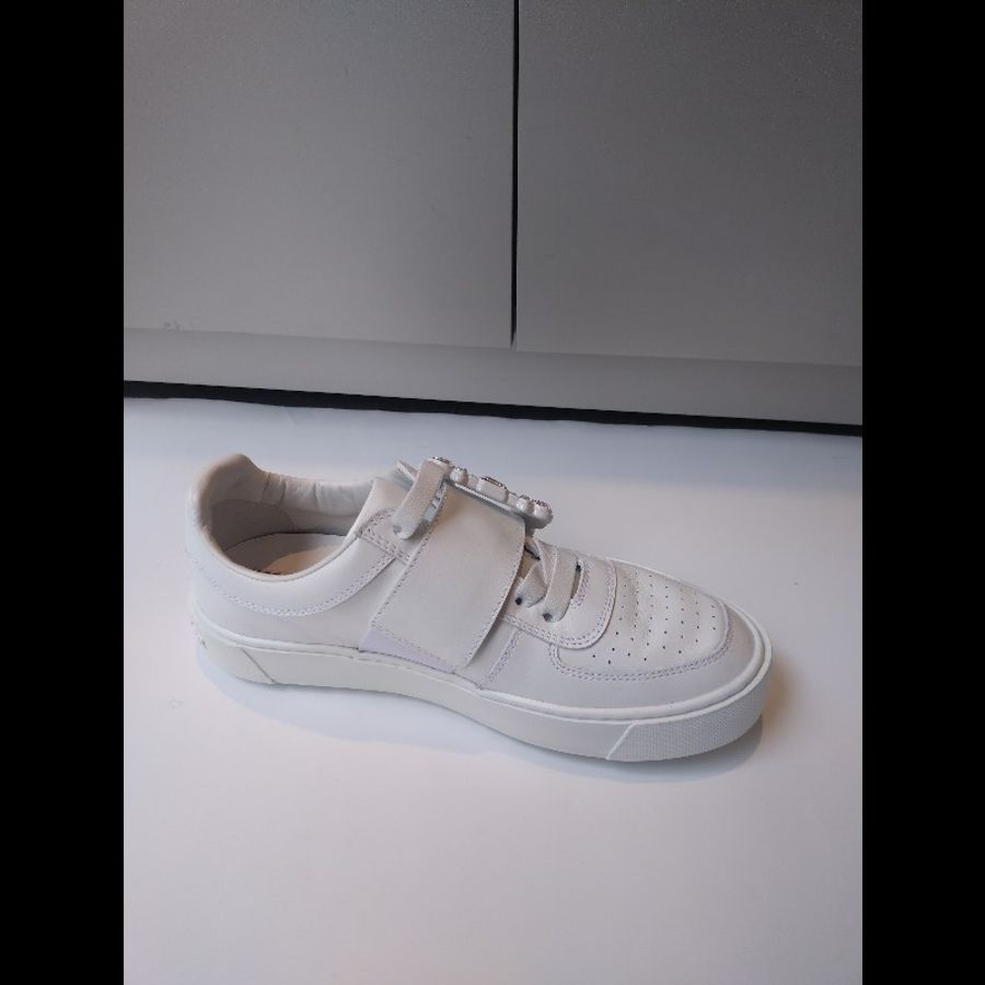 Roger Vivier 白皮水鑽方釦休閒鞋-4