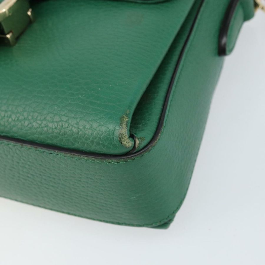 【日本直送】GUCCI 雙G鏈條肩背包,皮革材質,綠色/金色,貨號607720,正品編號158806-8