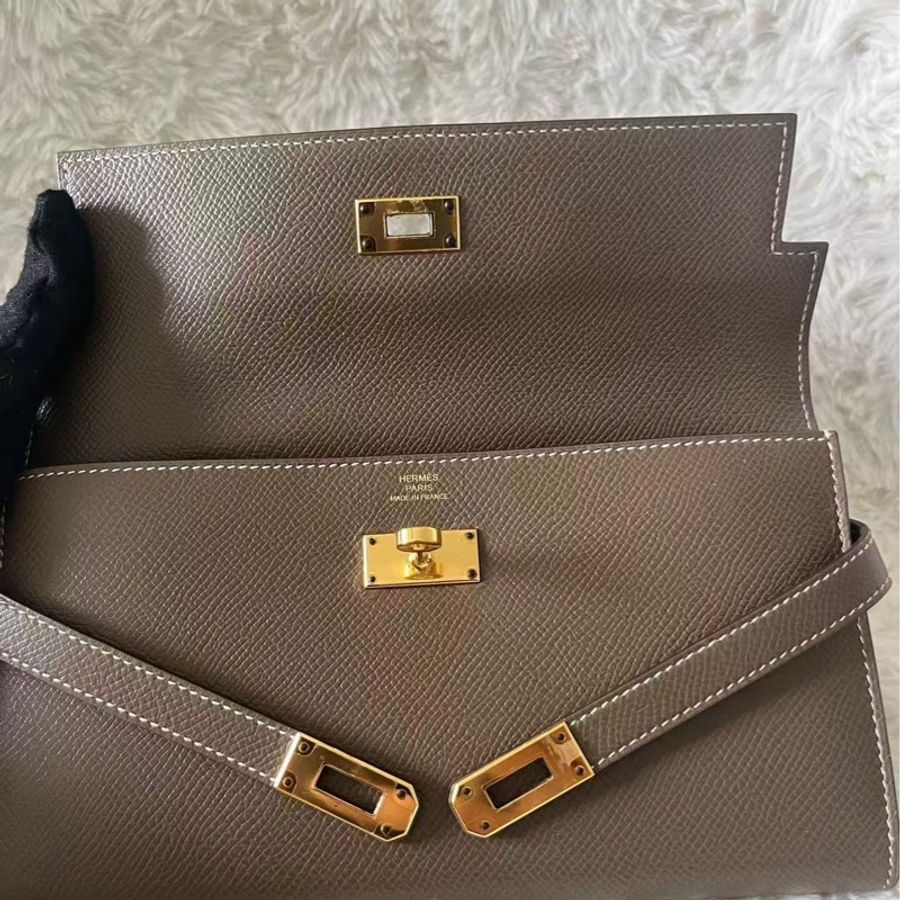 🌈Hermes🧡Kelly Wallet🧡大象灰金扣🌟98.5新🌈Epsom皮🌟Stamp C🌟-1