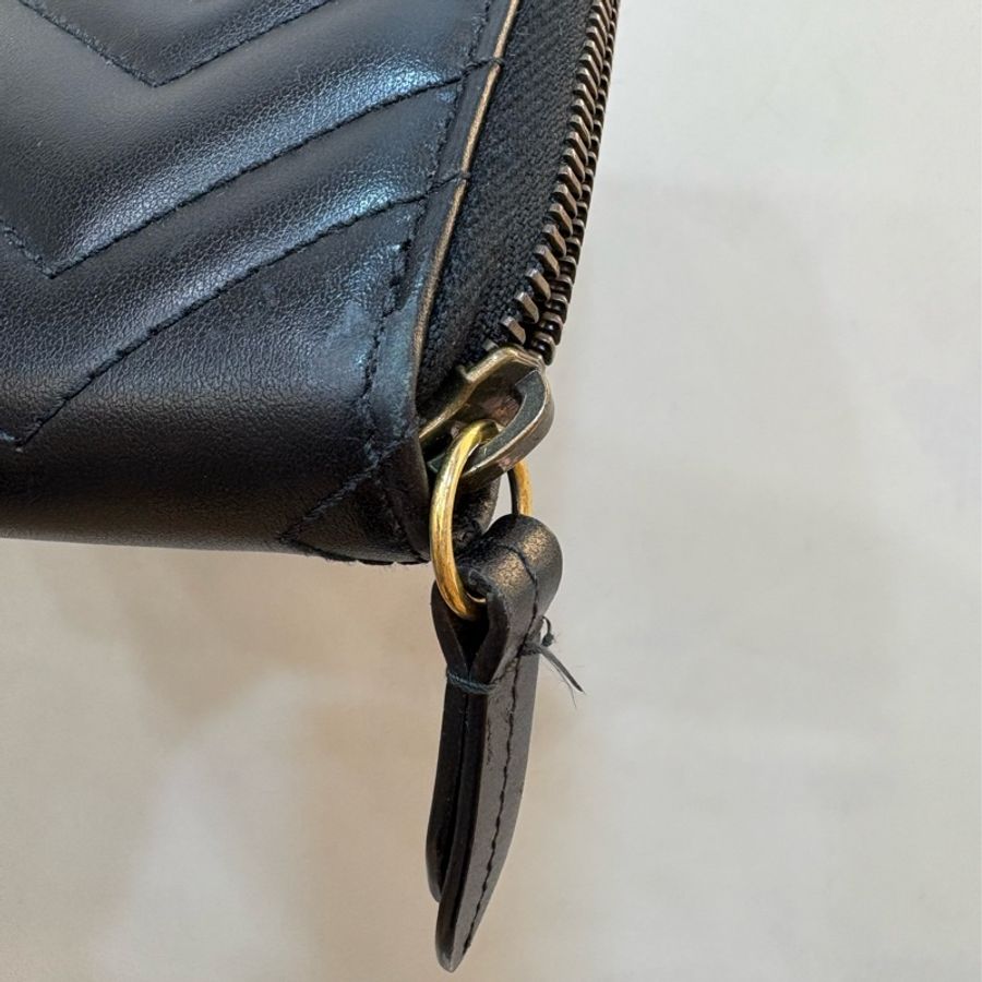 Gucci GG mormont黑牛皮金扣拉鍊長夾-6