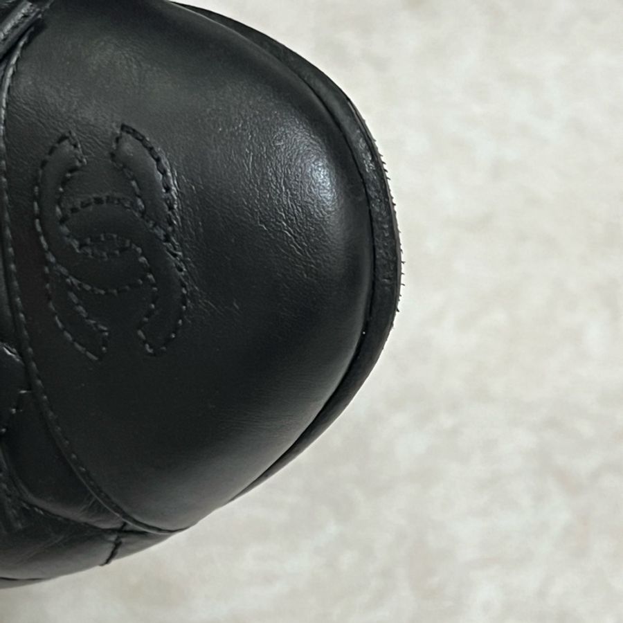 香奈兒 Chanel 芭蕾舞鞋 復古小牛皮黑 經典菱格紋-4