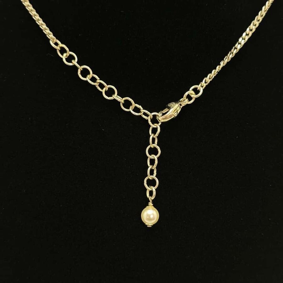 Chanel 香奈兒 22B 愛心珍珠滿鑽項鍊/近新美品-4