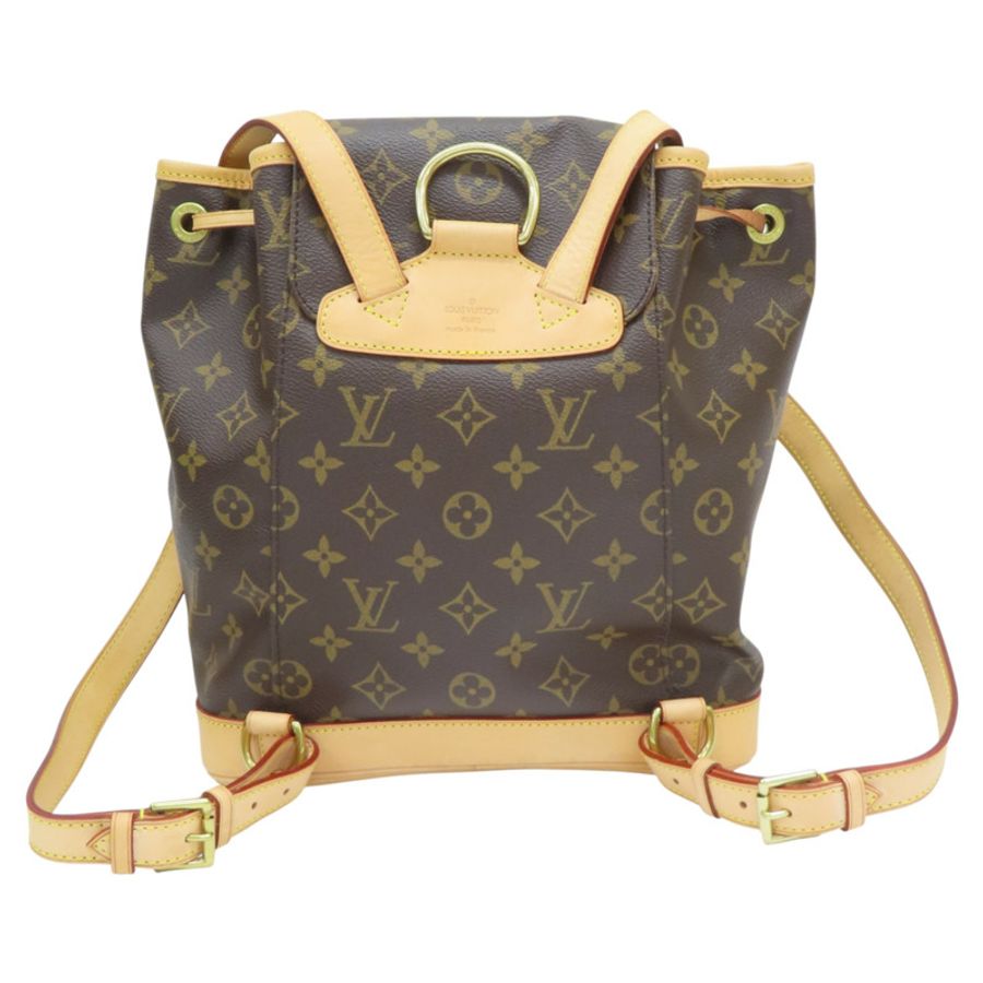 棕色 原花帆布 Montsouris MM 後背包【LOUIS VUITTON LV 路易威登】 M51136-1