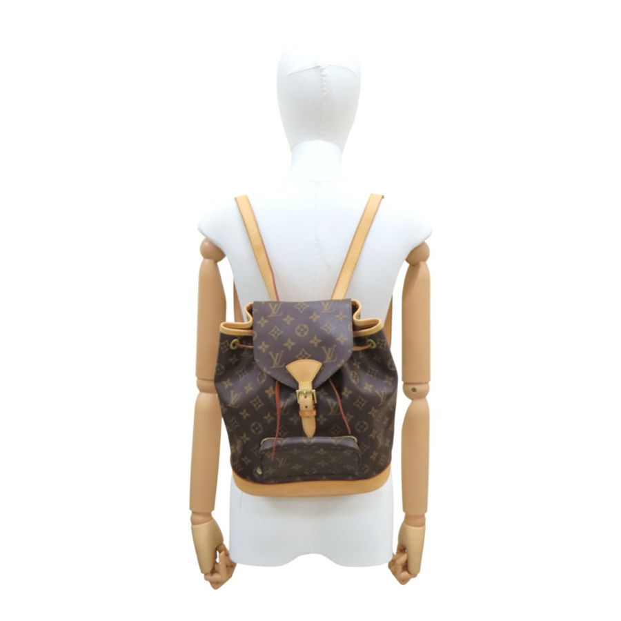 棕色 原花帆布 Montsouris MM 後背包【LOUIS VUITTON LV 路易威登】 M51136-10
