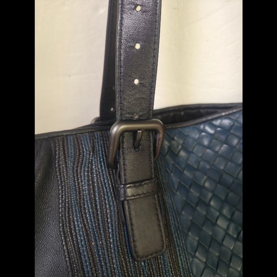 ㊣✨Bottega Veneta ✨寶緹嘉 BV 小牛皮 深藍 編織 拼接 手提包 托特包 文件包 媽媽包/二手包/二手精品/保證正品🌳二手樹屋🌳-23
