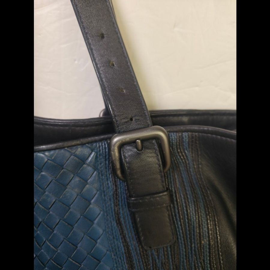 ㊣✨Bottega Veneta ✨寶緹嘉 BV 小牛皮 深藍 編織 拼接 手提包 托特包 文件包 媽媽包/二手包/二手精品/保證正品🌳二手樹屋🌳-26