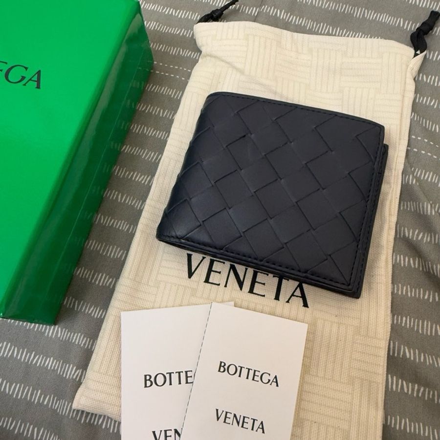 【BOTTEGA VENETA】BV 短夾 新款 Intrecciato 深藍-3