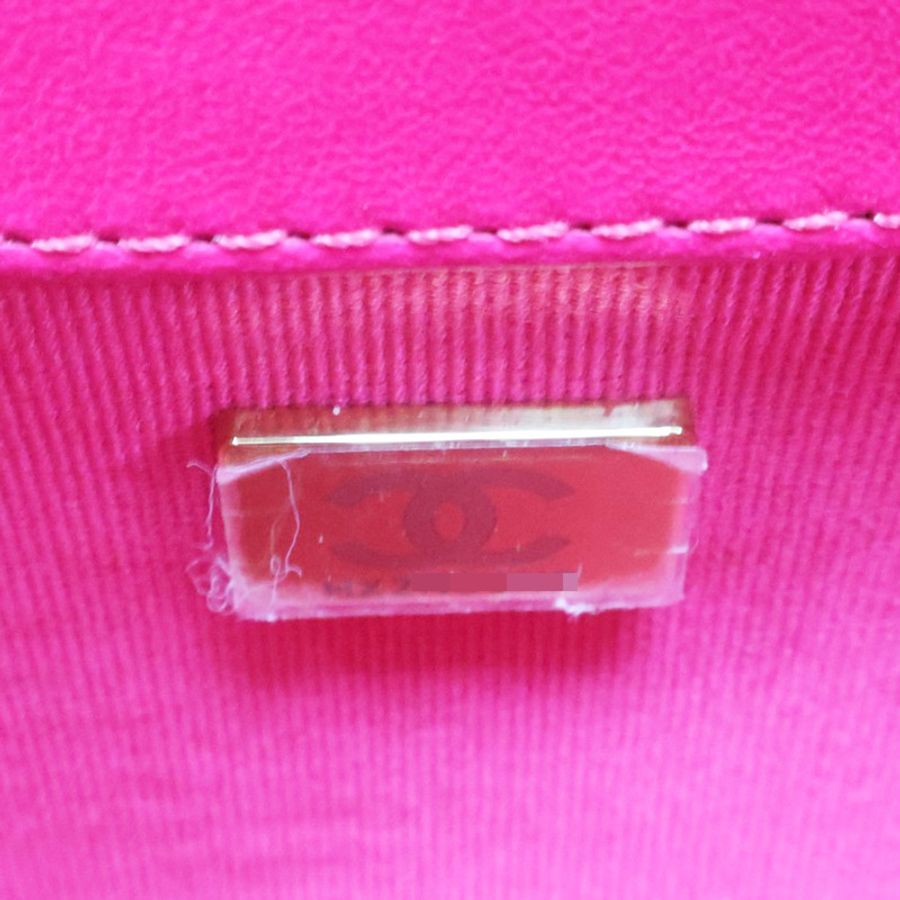 桃紅色 菱格紋 羊皮 鏈帶肩背包【CHANEL 香奈兒】 AS2877-6