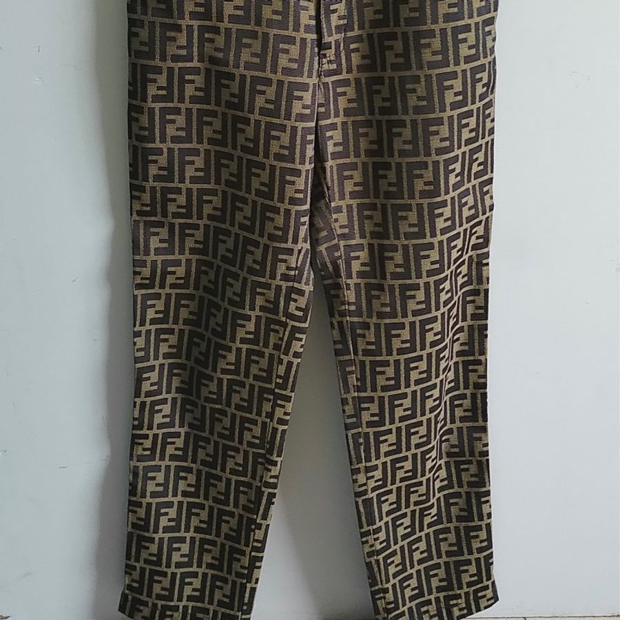 義大利製老品 #FENDI 老花長褲 高腰小尺寸 / 風格 / 歐美 / 街拍-8