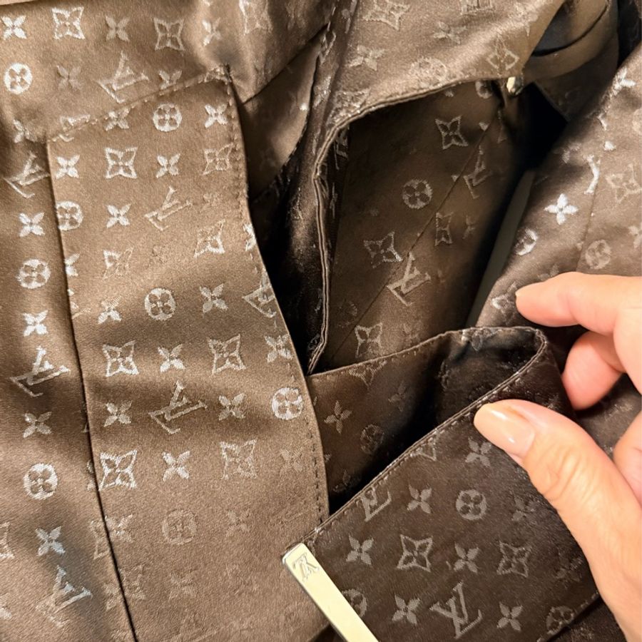 🍒 歡迎聊聊（甜甜價給您）Louis Vuitton Monogram 絲質風衣大衣／腰帶款/法國製2F251226-1-9