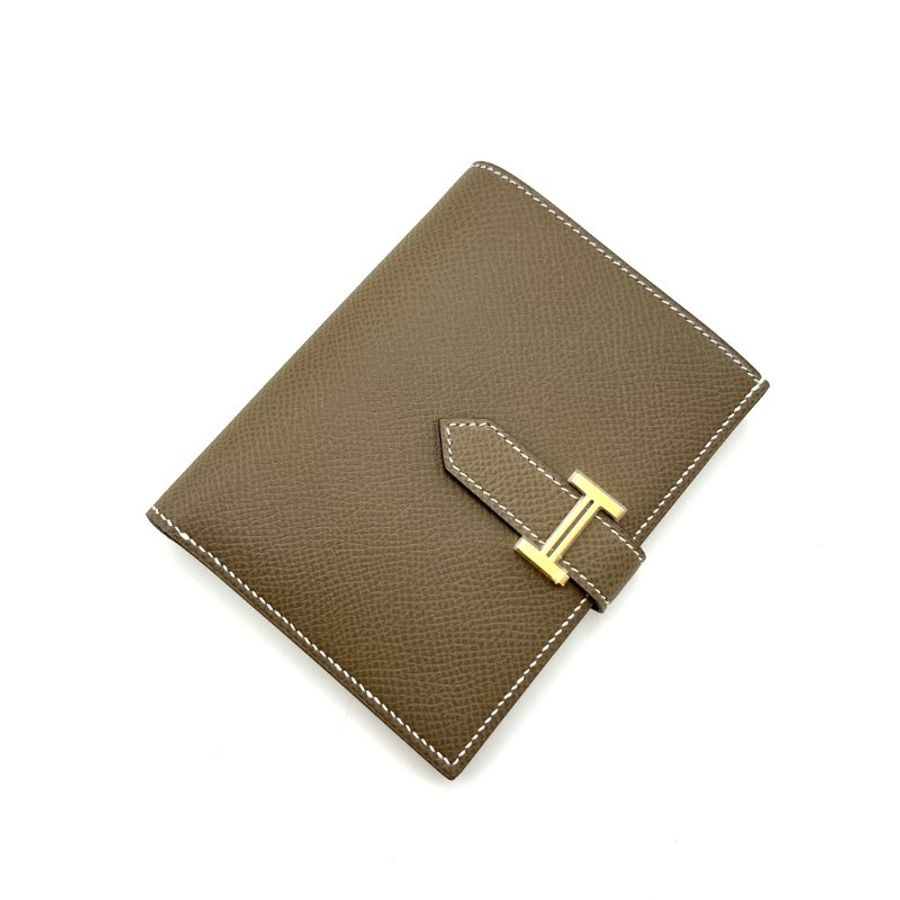 HERMES 大象灰金扣Bearn短款錢包 12*9.5*1.5 全新閒置配件盒子毛氈布-2