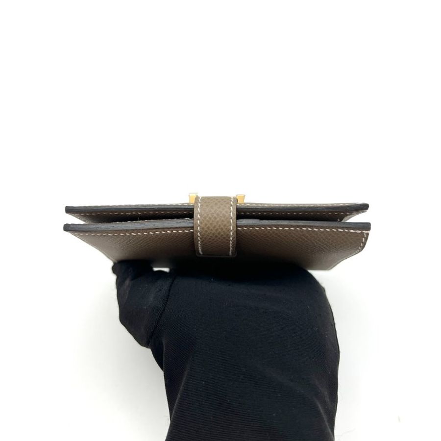 HERMES 大象灰金扣Bearn短款錢包 12*9.5*1.5 全新閒置配件盒子毛氈布-4