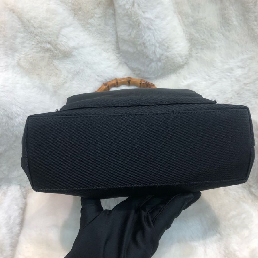 Gucci Bamboo黑色布手提袋 X437-4