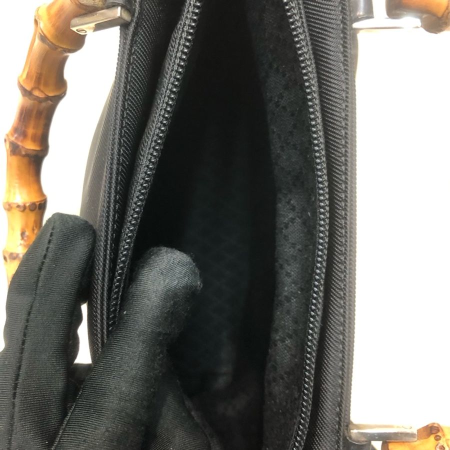 Gucci Bamboo黑色布手提袋 X437-12