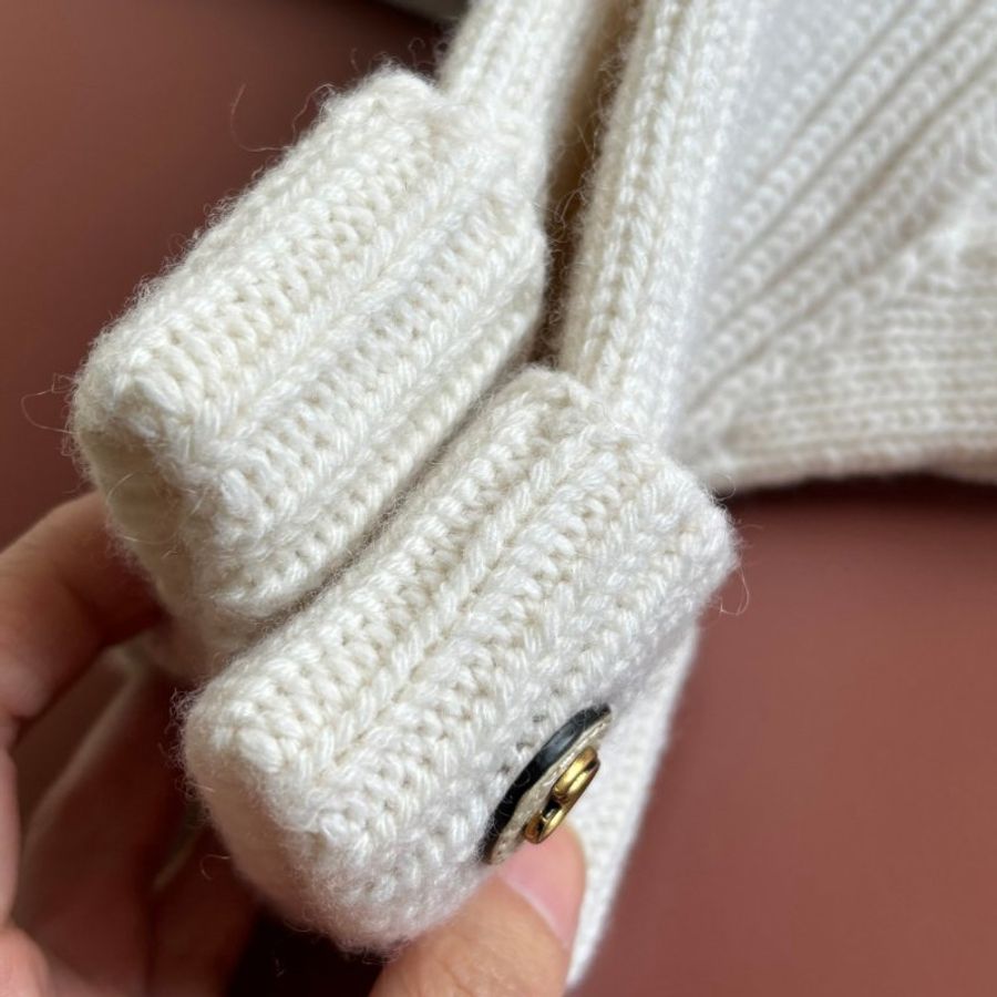::GUCCI:: 金屬雙G飾 羊毛山羊絨混紡手套 白色雪地手套-15
