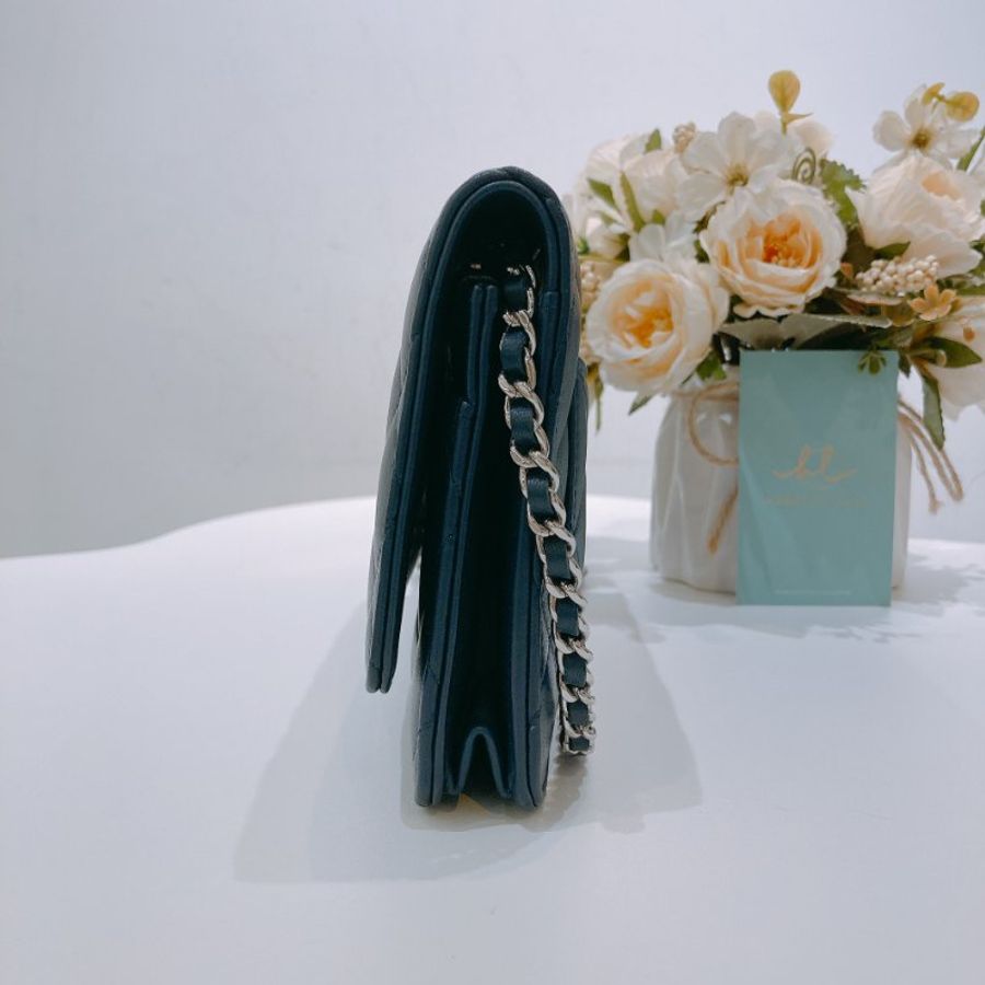 TW4614 Chanel 香奈兒 鏈條錢包 羊皮 深海藍 Wallet On Chain Lambskin Blue x PHW-3