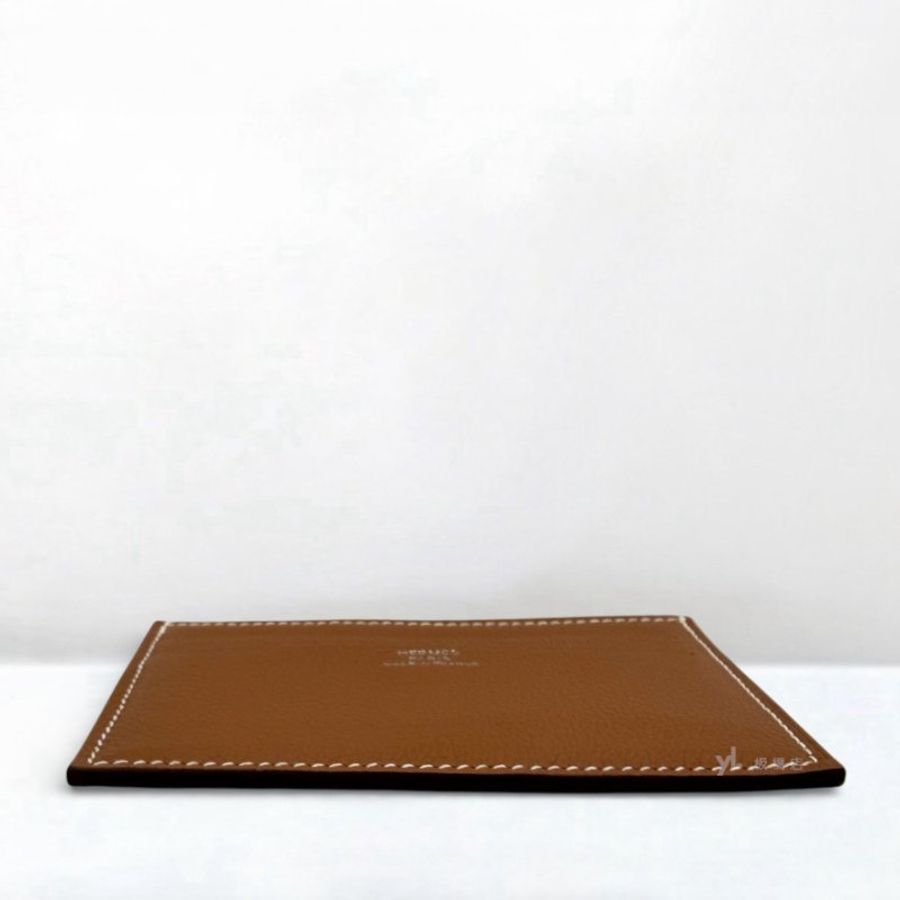 Hermes 金棕Gold牛皮Evercolor絲巾卡片夾-5