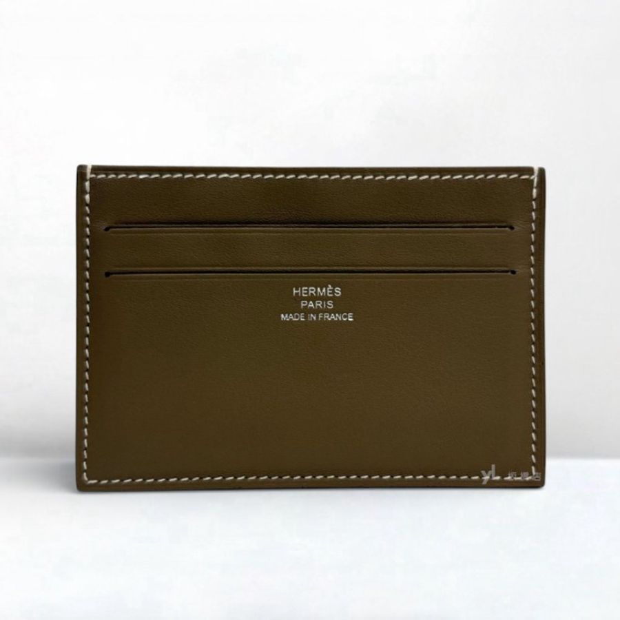 Hermes 大象灰Swift皮革絲巾卡片夾-1