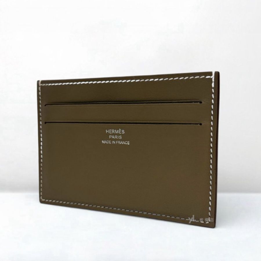 Hermes 大象灰Swift皮革絲巾卡片夾-3