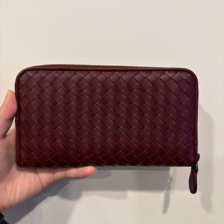 Bottega Veneta 酒紅色長夾,全新-5