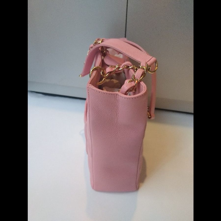Chanel 金鍊粉荔枝皮小號豆腐包 tote bag-8