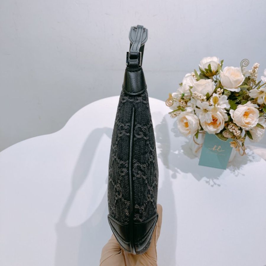 TW4615 Gucci 古馳 經典logo 雙G帆布 腋下包Horsebit Slim Small Shoulder Bag Black x PHW-3