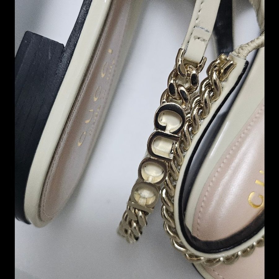 Gucci slingback gucci logo 經典鏈條尖頭平底鞋 斯文返工 全新36碼-8