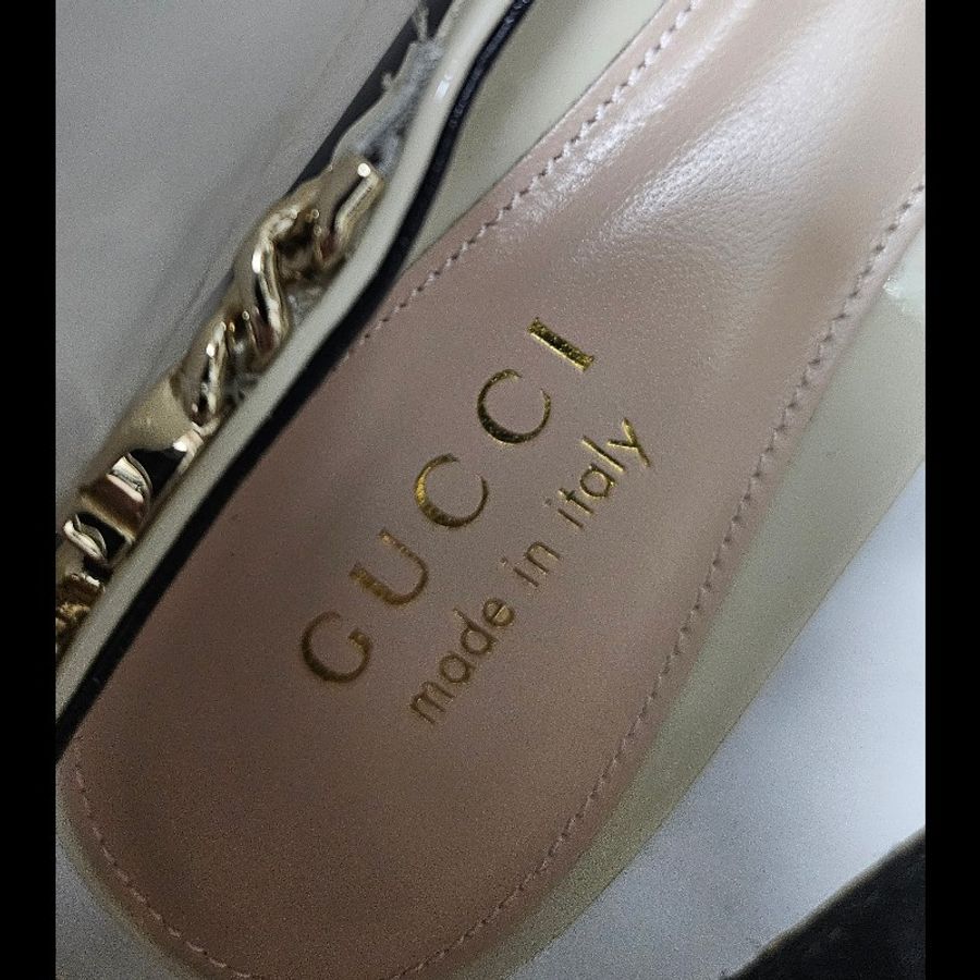 Gucci slingback gucci logo 經典鏈條尖頭平底鞋 斯文返工 全新36碼-9