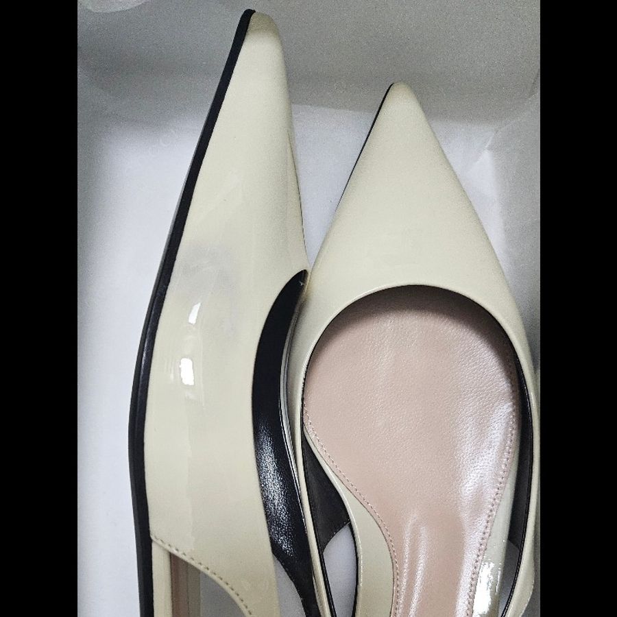 Gucci slingback gucci logo 經典鏈條尖頭平底鞋 斯文返工 全新36碼-17