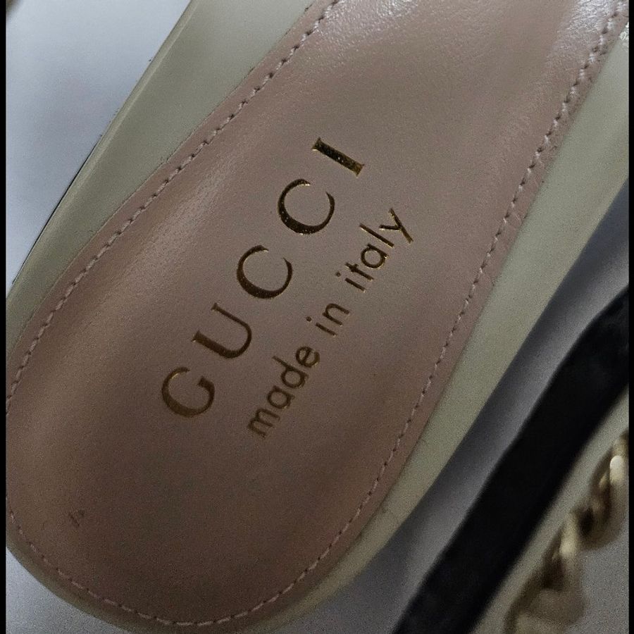 Gucci slingback gucci logo 經典鏈條尖頭平底鞋 斯文返工 全新36碼-18