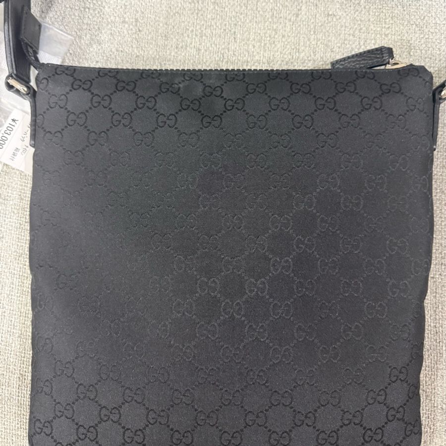 GUCCI 經典雙G緹花緞面尼龍單肩斜挎包 30x29cm-6