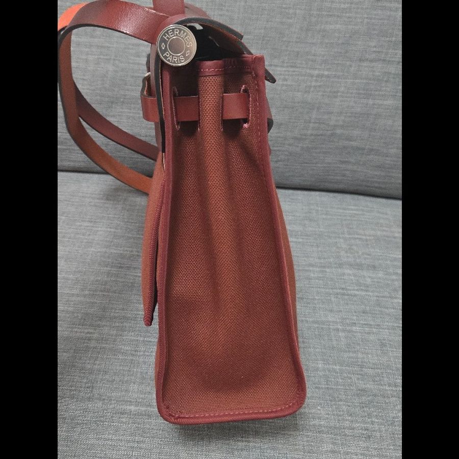 Hermes 愛馬仕 Herbag 31 愛馬仕紅 酒紅銀扣 手提 肩背  🈶子袋-25