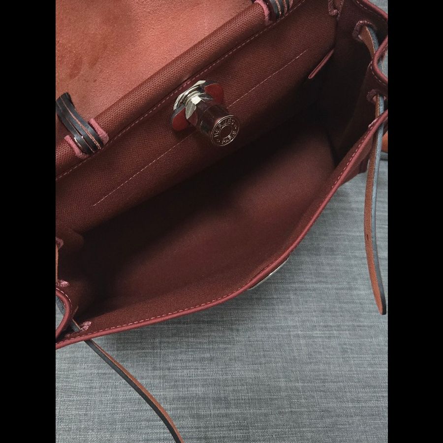 Hermes 愛馬仕 Herbag 31 愛馬仕紅 酒紅銀扣 手提 肩背  🈶子袋-31