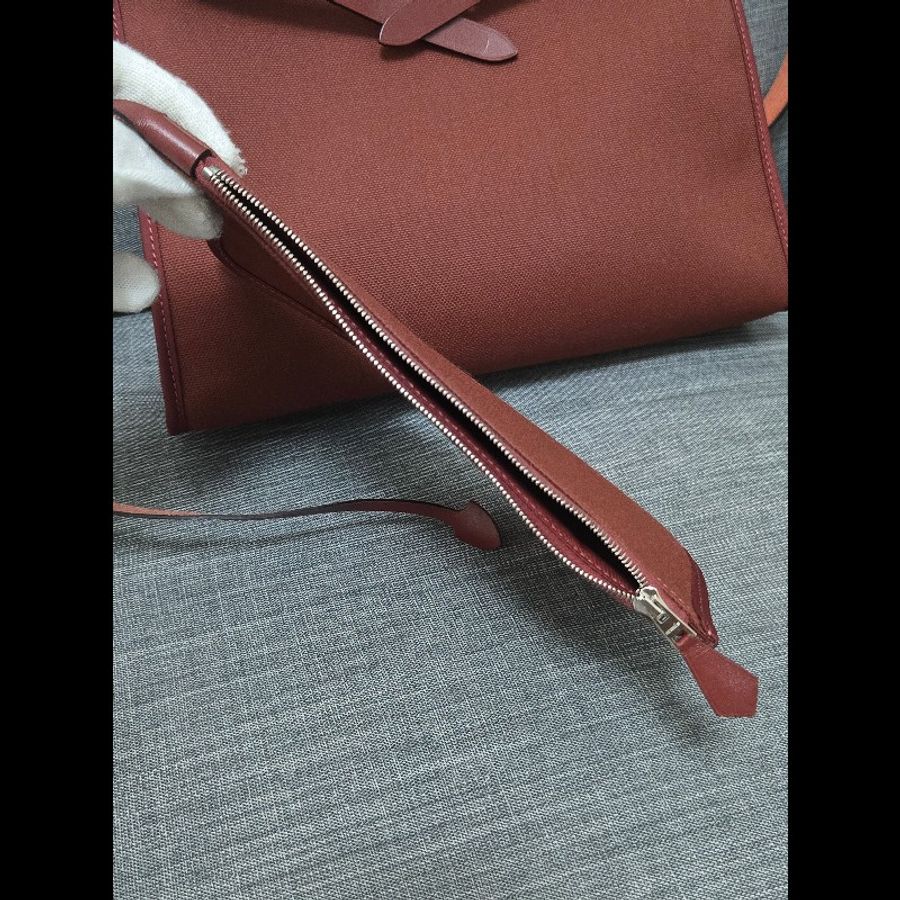 Hermes 愛馬仕 Herbag 31 愛馬仕紅 酒紅銀扣 手提 肩背  🈶子袋-36