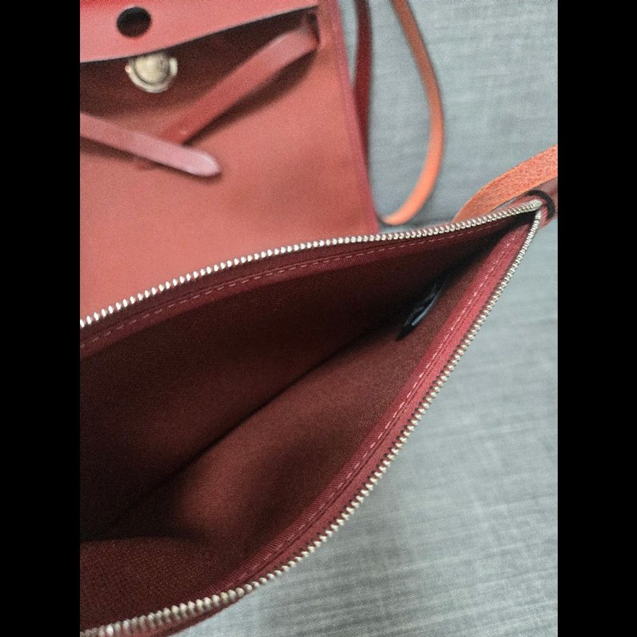 Hermes 愛馬仕 Herbag 31 愛馬仕紅 酒紅銀扣 手提 肩背  🈶子袋-42