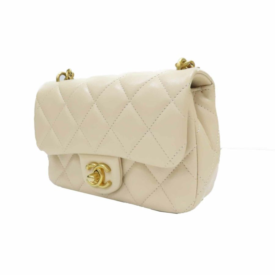 米白色菱格紋 羊皮 Heart Crush Mini Flap 肩背 AS3829【CHANEL 香奈兒】 AS3829-2